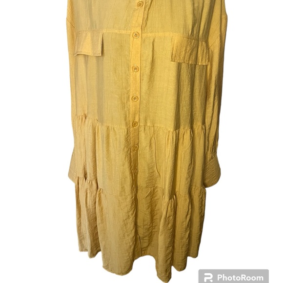 New SoHo Boho Tiered Long Sleeved Button Down Dress Women - Picture 7 of 13